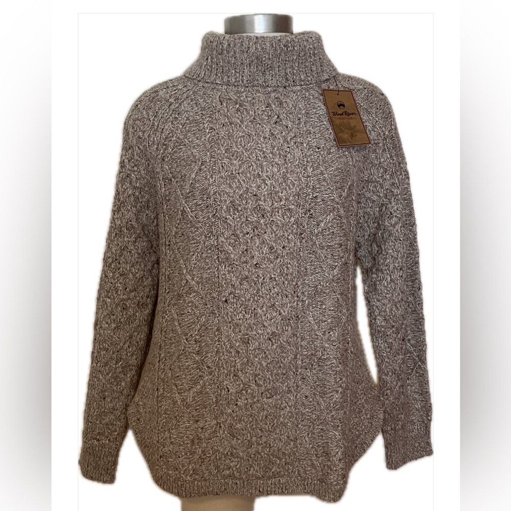 NWT Mark’s Wind River Womens Brown Cable-Knit Turtleneck Sweater Size M